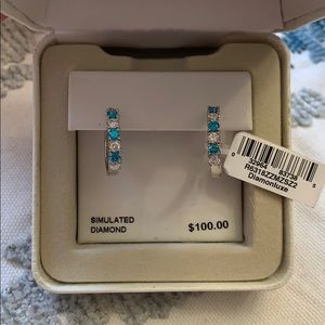 SS White/blue CZ hoops NWT